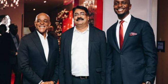 L-R: Mr. Farooq Oreagba, Airtel Ambassador; Mr. Dinesh Balsingh, CEO, Airtel Nigeria and IK Osakioduwa (the MC) at the official launching of Airtel Spam Alert Service in Lagos, recently.